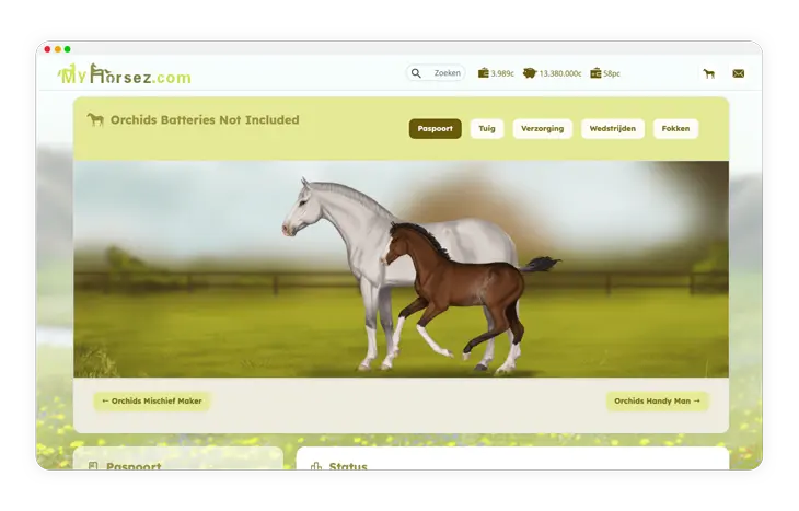 Breed your own foals on horse game My Horsez. Gray horse with foal.